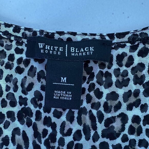 White House Black Market Sleeveless Top Womens Size M Leopard Mesh Ruched Chic - Picture 6 of 8